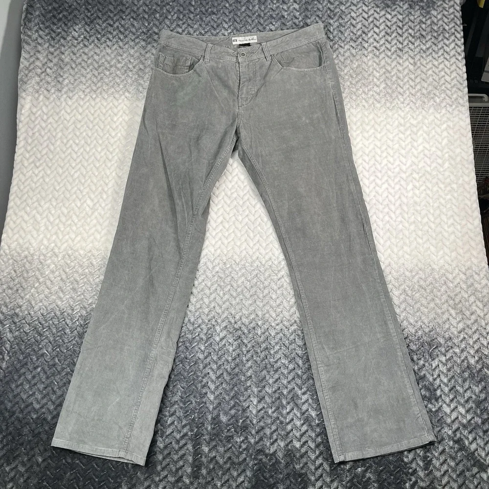 Travis Mathew Pants Men 34x34 Gray Corduroy Straight Leg Chino Stretch Trouser